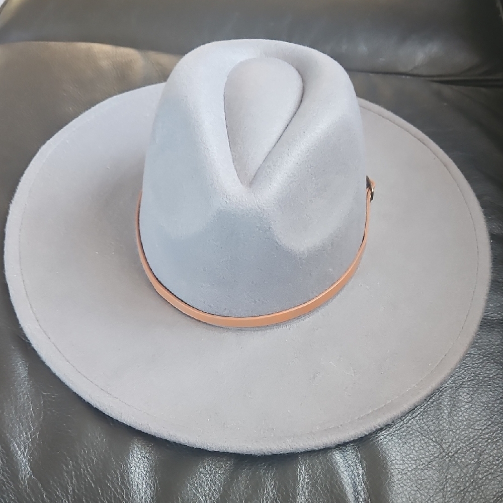 Gray Fedora with Removable And Reverseable Belt